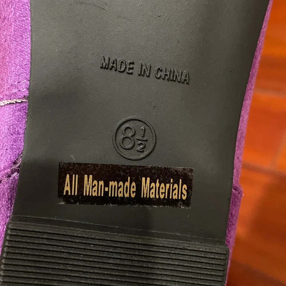 Women's Purple Mid-Calf Slouch Zipper Boots - Picture 4 of 8